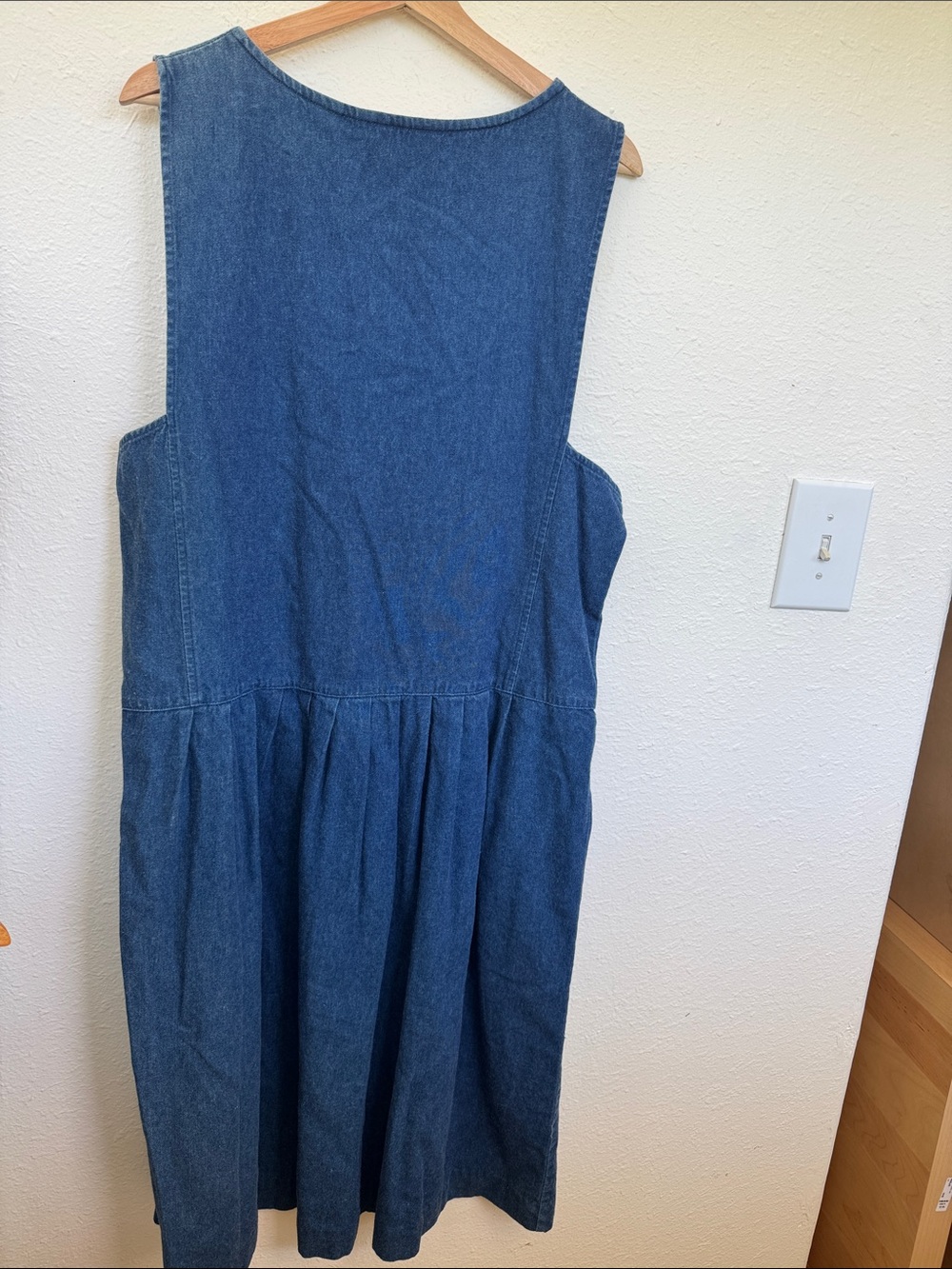 Eddie Bauer Vintage Denim Jumper Dress Size L 100% Cotton Button Front Garden - Picture 7 of 8